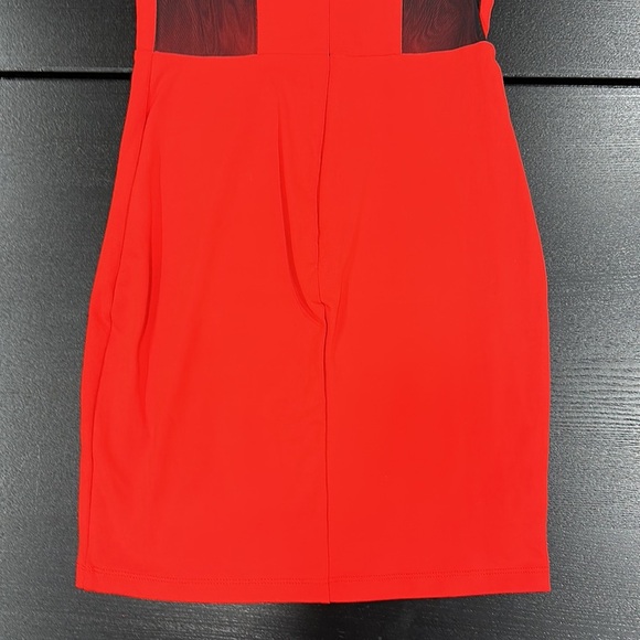 Bebe Red Bodycon Mini Dress with Mesh Inserts - XS - Picture 7 of 12